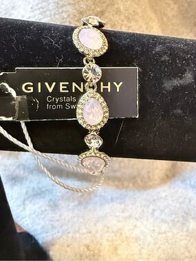 Givenchy Gold-Tone Bracelet with Pale Pink Teardrop Crystals